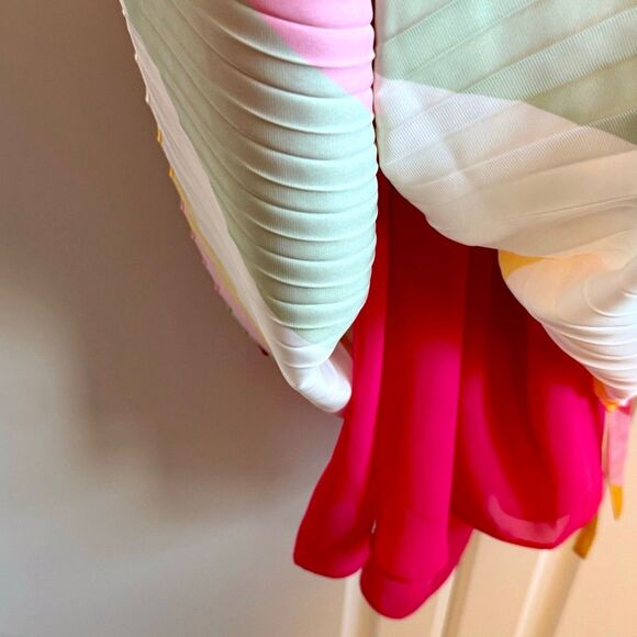 NWT Ramy Brook “Chloe” halter chain mini dress in pink punch stripes Size L - Picture 7 of 16